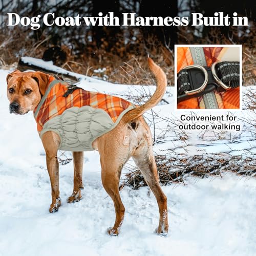 Image of Lelepet Warm Dog Winter Coat Dog Coats for Large Dogs Waterproof Jacket | Reflective Cold Weather Coats with Harness Windproof Zip-Up Winter Fleece Vest Padded Snowsuit Pitbull Labrador XXL