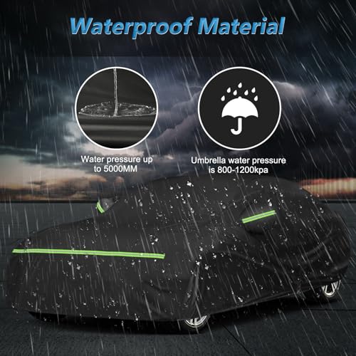 Image of Waterproof Car Cover for BMW 3 Series 2007-2023 210D Oxford & Cotton Lining | for M3 M340i 340i 335i 330i 328i 320i E90 F30 G20, Outdoor All Weather Full Cover with Zipper, Windproof