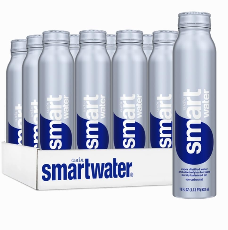 Glaceau Smartwater Aluminum Water Bottles, 18 Fl Oz (12 pack, Glaceau)