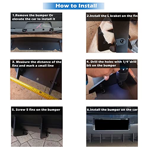 Sunluway Rear Diffuser 5 Fins V3 Set For Dodge Challenger 2015-2024 Stock Rear Bumper, Black Aluminum-Plastic Compound