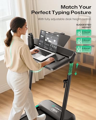 Image of UREVO Auto Incline Walking Pad with AI App, Adjustable Handlebar & Multifunctional Desk, 9% Power Incline Brushless Quiet Motorized Treadmill for Apartments, 12-Point Shock & Immersive Hiking