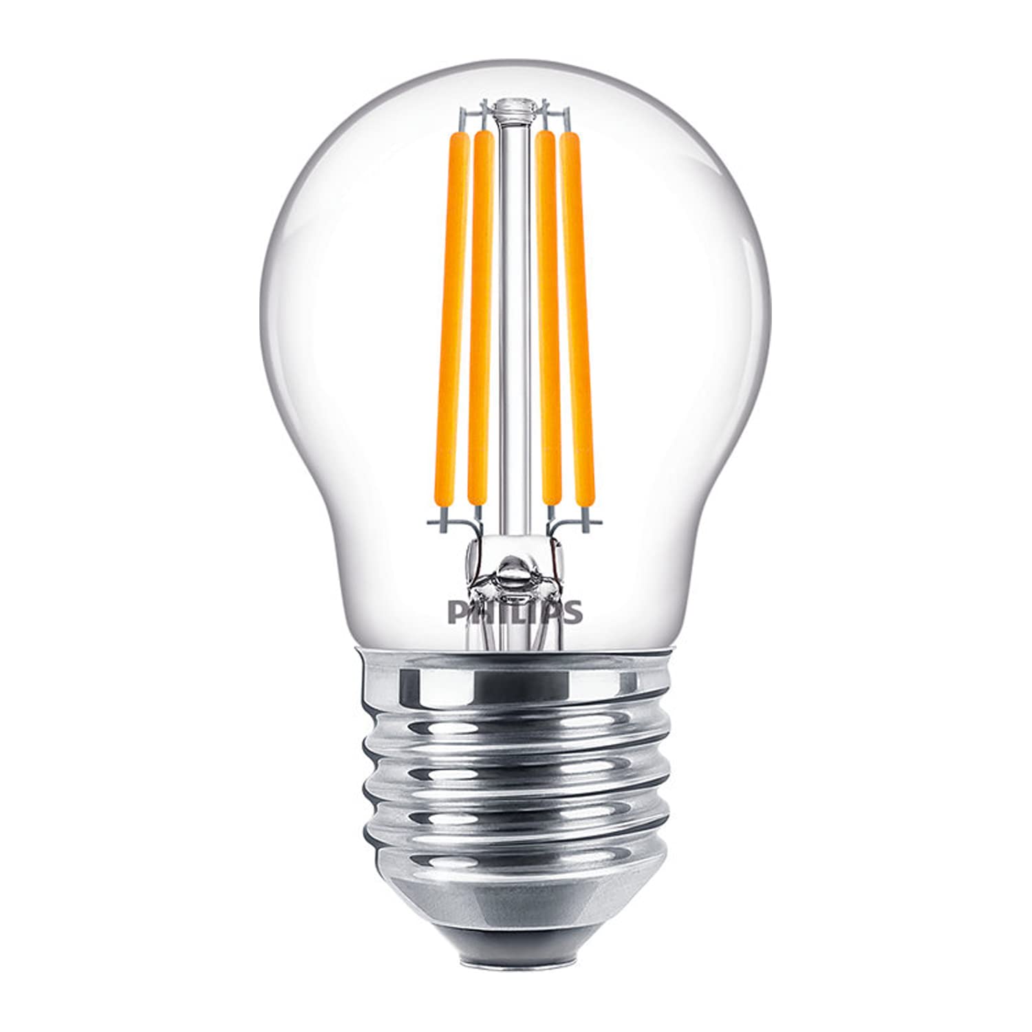 Philips CorePro LED Chandelier Filament Ball Bulb 6.5W (60W Equivalent) E27 ES Clear, 806lm 827 Very Warm White 2700K, Decorative LED Lamp, Energy Saving, Long Life Replacement