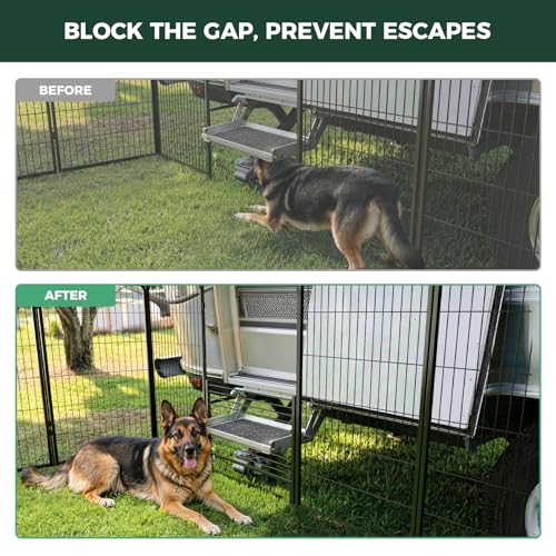 Image of FXW Instant Dog Playpen with RV Step Grid for RV Camping, 45 inch H, 16 Panels | Quick-Setup & Heavy-Duty Play Yard, Helps Close Stair Gaps, Fits 26 inch RV Step Opening, For Large Dogs, Patented