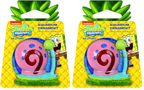 Image of Penn-Plax Officially Licensed Spongebob Squarepants Aquarium Ornament - Gary (Mini /Small Size) - Perfect for Freshwater and Saltwater Tanks (Pack of 2)