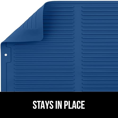 Miniatura 9 de GORILLA GRIP Tapete de secado de platos de silicona patentado 100% sin BPA para encimera de cocina, diseño acanalado para atrapar agua, fácil de