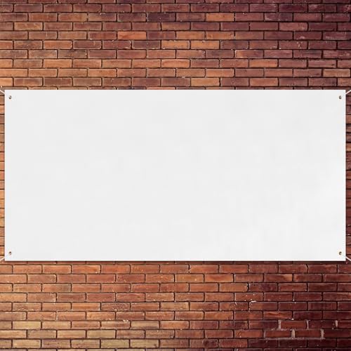 Image of Zonon Large Blank Banners And Signs Polyester Oxford Cloth Sublimation Banner To Decorate With Hanging Rope For Indoor Wall Outdoor Easy to Hang DIY Signs For Business Office(White,4 x 6 Feet)