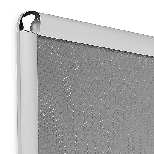 M&T Displays Snap Poster Frame 11X17 Inch Silver 1" Aluminum Profile Front Loading Wall Mounting Photo Picture Document Certificate Sign Holder Round Corner Anti Glare Cover #TOP4