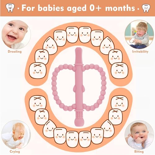 Image of Fu Store Hollow Teether Tube 2 Pack Apple Shape Chew Straw Sensory Toy for Infant Toddlers Silicone Tubes Teething Toys for Babies 0-6 0-12 0-36 Months Gifts Teething Relief Soothing Gums