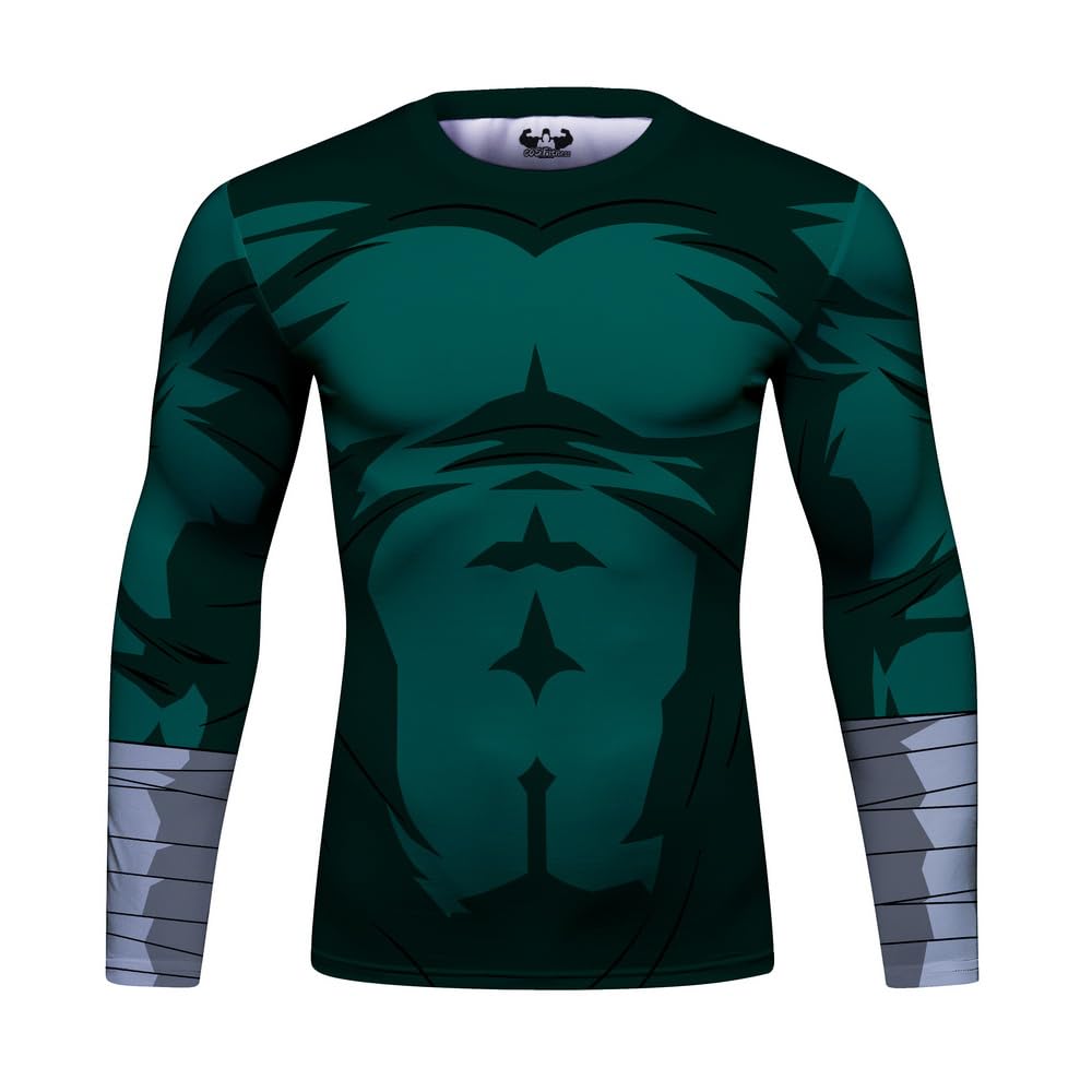 NAR Rock Lee Shirt, Anime Training T-Shirt, Funny 3D Muscle Compression Long Sleeve Tops for Men, Lite Series