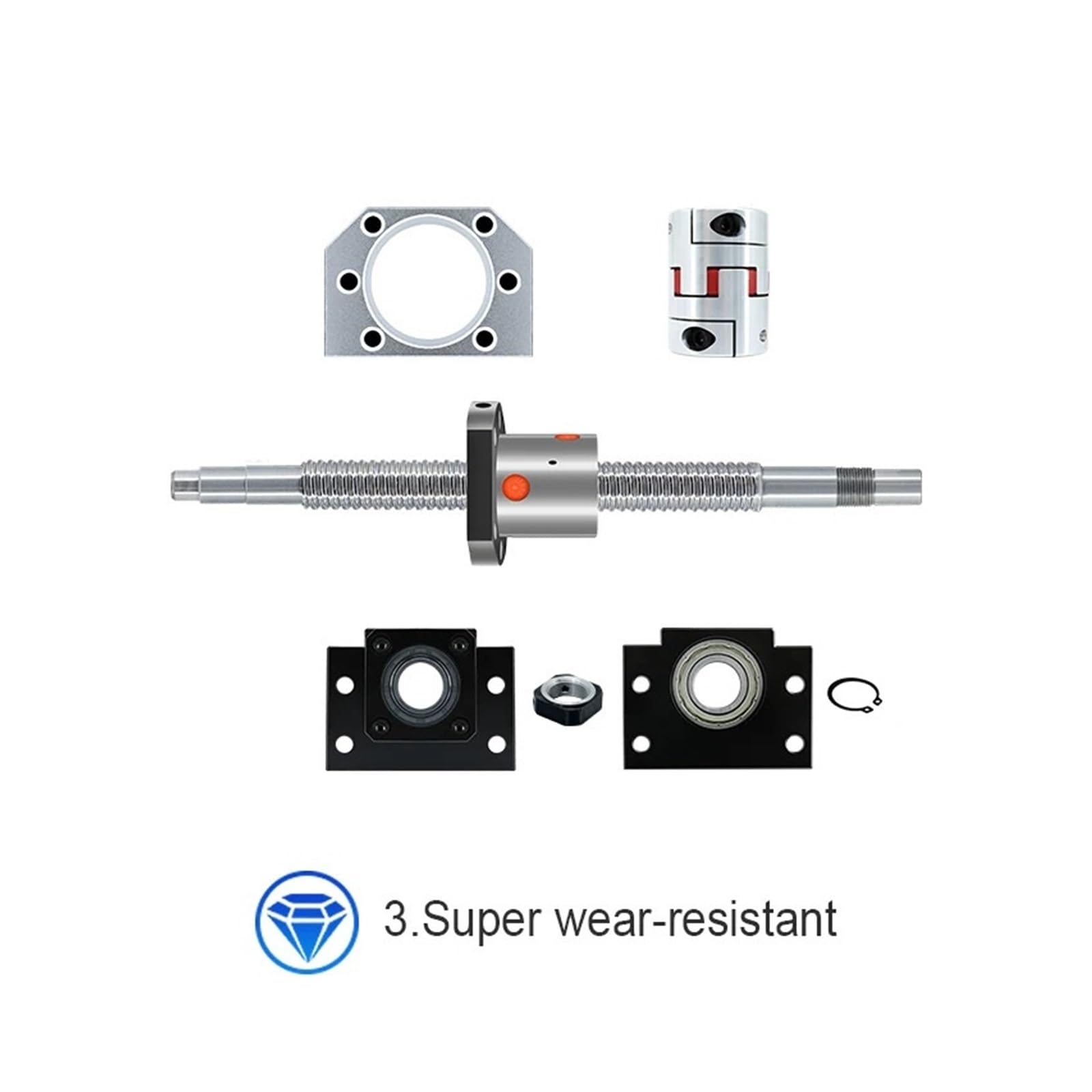 vite a ricircolo di sfere Kit set viti a ricircolo di sfere CNC 25mm SFU DFU 2505 2510 con singolo doppio dado + supporto BKBF20 + alloggiamento DSG25H + accoppiamento D40L66(DFU2505 Double Nut,450mm)