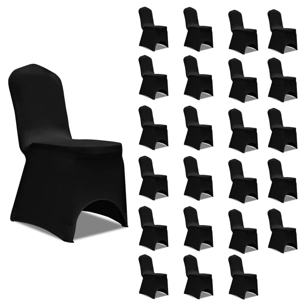 Fundas elásticas para sillas de boda, banquetes y conferencias, 24 unidades, color negro