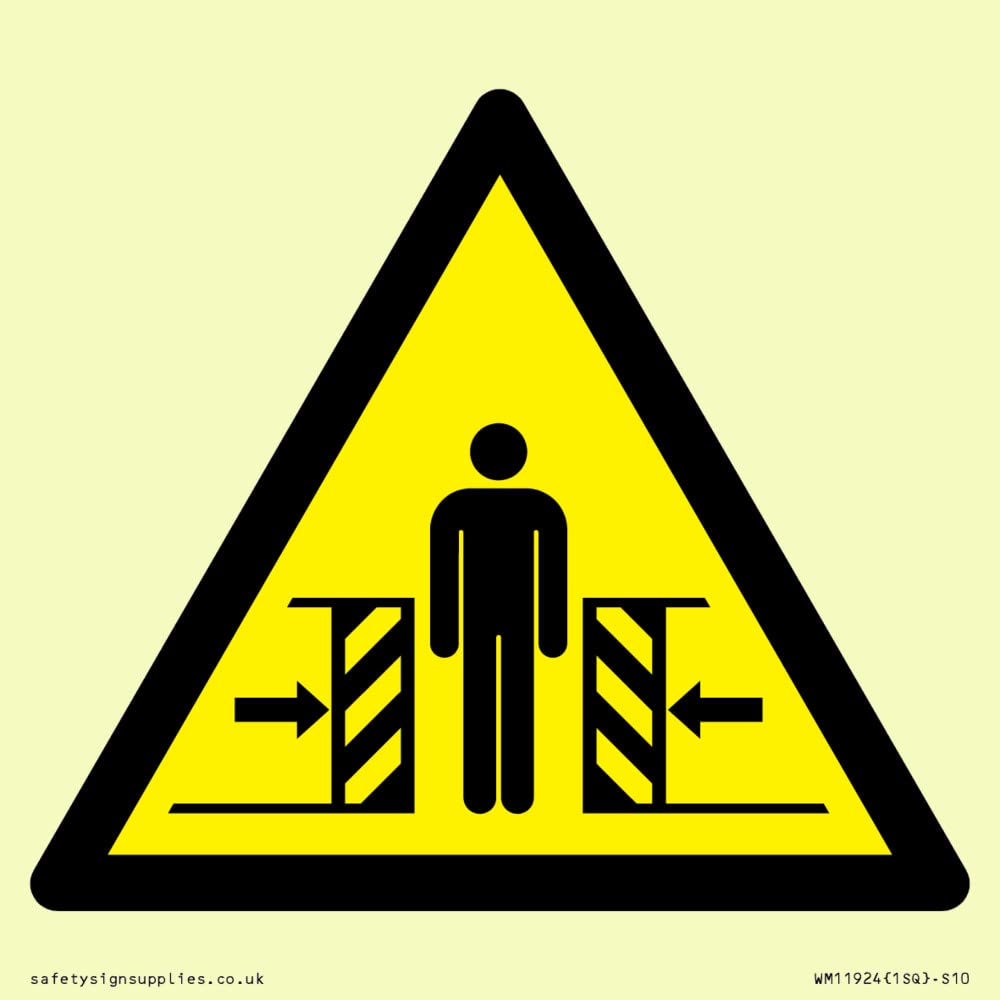 W019 Warning: Crushing Sign - 100x100mm - S10