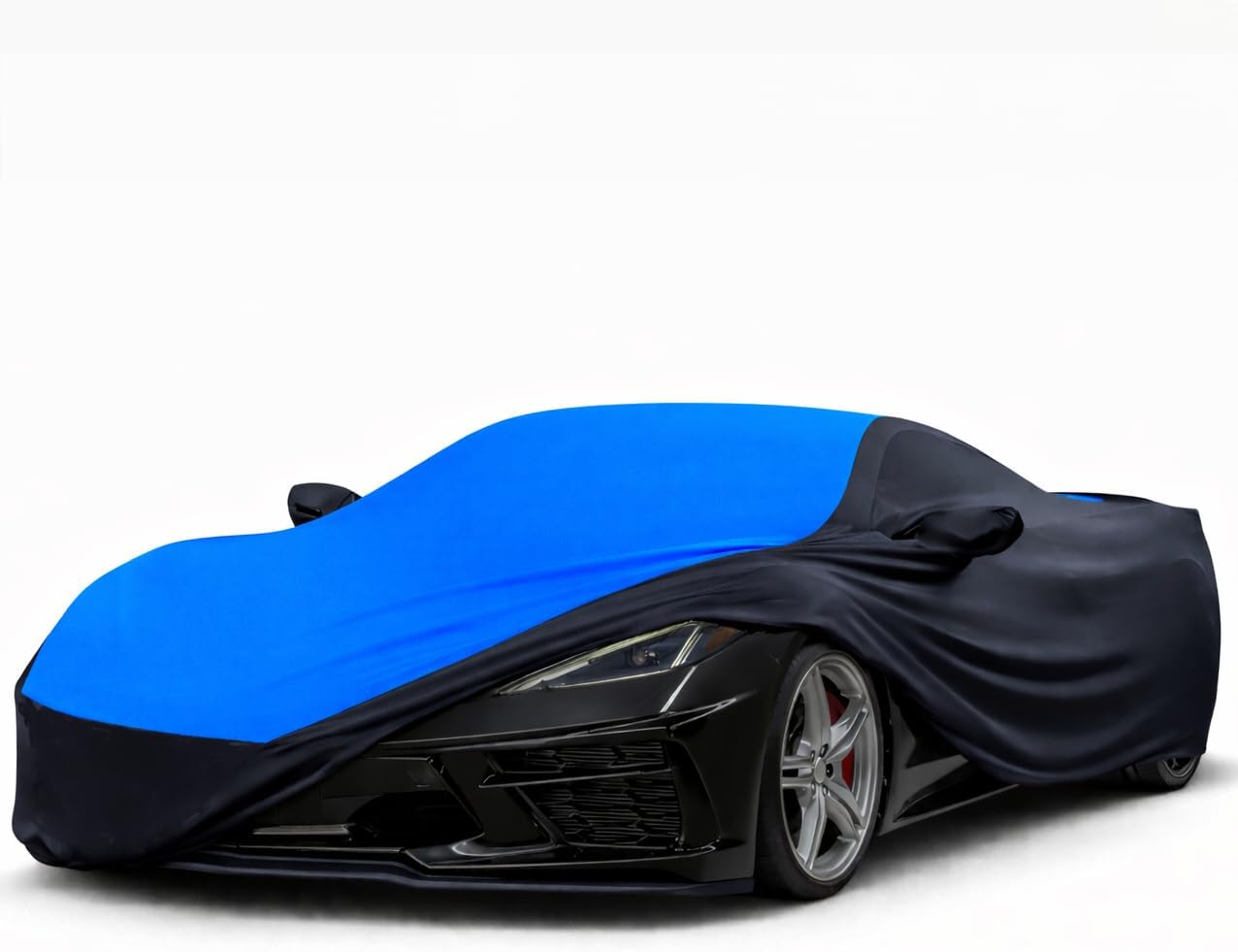 SR1 Performance USA C8 Corvette Indoor Car Cover – Custom Fit Stretch Satin Ultraguard, Soft Paint Protection Against Dust & Scratches for 2020–2026 Stingray, Z51, Z06, E-Ray (Blue/Black)