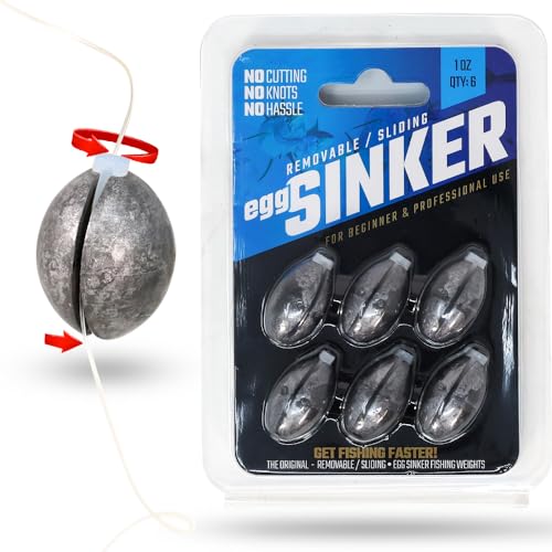 Easy Sinker - Removable & Knotless Fishing Weights for Saltwater Fishing, Tackle Sliding Sinkers for Line & Rod, Oval Fishing Equipment for Sea, Lake