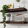 Axeman floating shelves 2 pack 8 inch deep rustic solid wood wall shelves for storage wall mounted display shelving with invisible heavy duty metal bracket 24 w x 8 d x 16 h rustic brown  urban country home decor
