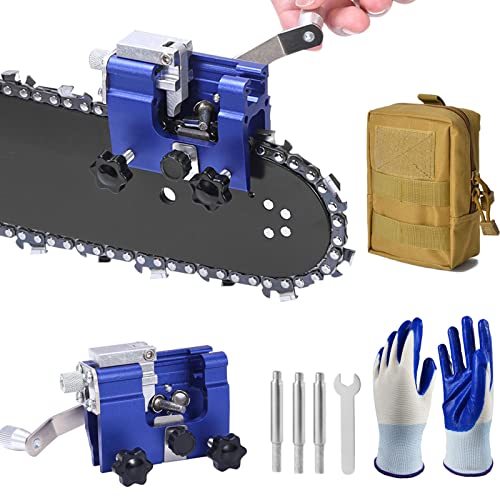 Chainsaw Sharpener, Fast Chainsaw Sharpening Jig Kit, Portable Chain Saw Sharpener Tool, Hand Crank Chainsaw Blade Sharpener, Electric Chainsaw Sharpener Accessories for All Kinds of Chain Saws, Blue