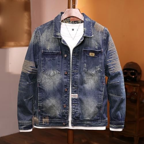 Chaqueta vaquera para hombre estilo moto casual miniatura 3