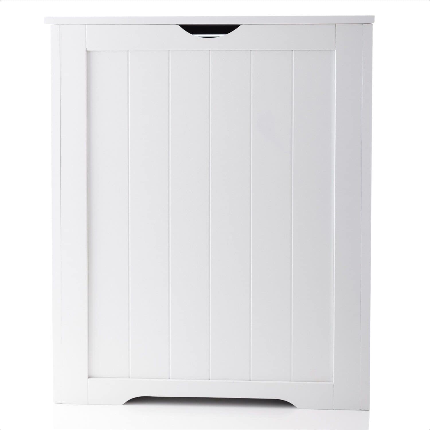 Hygrad Built To Survive White Large Wood Shaker Style Laundry Clothes Bin Basket Hamper Storage Bathroom Linen Clothes Box Cabinet (White)