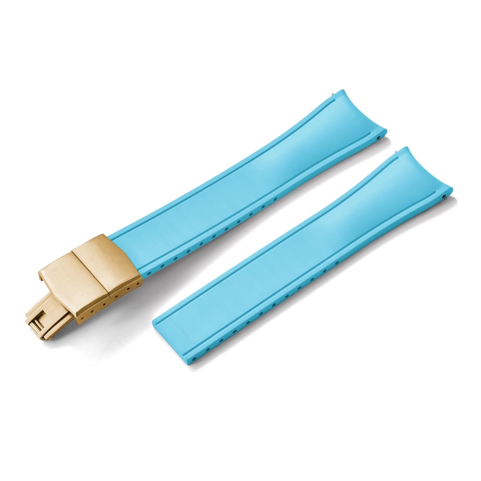 Design incurvé CTS FKM - Bracelet de montre en caoutchouc - 20 mm - 22 mm - Boucle papillon à libération rapide - Bracelet de sport réglable - Compatible avec les hommes et les femmes