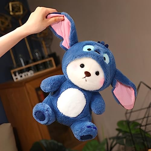 Image of Bilibang Cartoon Plush Cross-Dressing Teddy Bear Plush Toy, Cute Teddy Bear with Removable Stitchhat (Blue StitchBear, 26 inch / 3.4 lb)