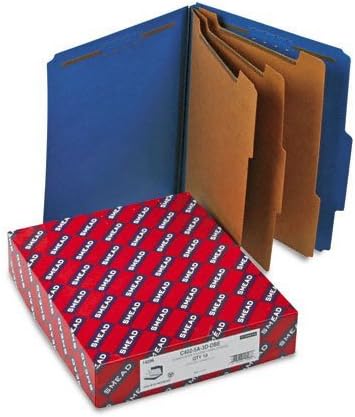 Smead 14096 3-Inch Expansion Classification Folder 2/5 Cut Letter Eight-Section Blue 10/Box