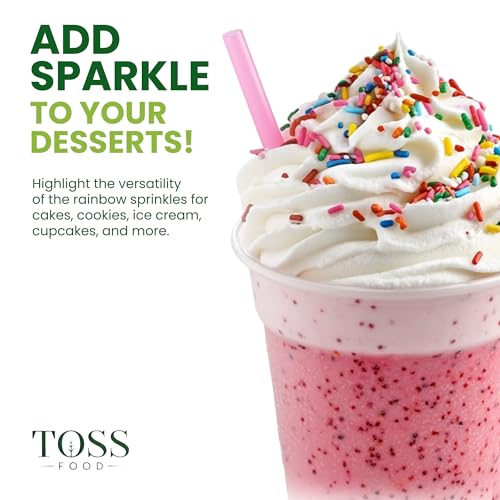 TOSS Sprinkles Rainbow - Decorating Jimmies - 42 OZ - Sprinkle Candy - Resealable Container - Toppings for For Baking, Decorating,Ice Cream Toppings, Cupcake, Cake, Cookies