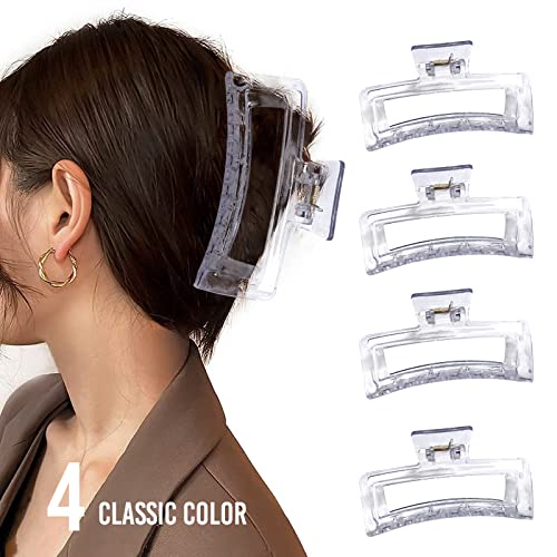 Zytj 5 Inche Clear Extra Large Claw Clips For Thick Hair And Long Hair, 4 Pack Xl Jumbo Claw Clips, Oversized Matte Non-Slip Rectangle Hair Clips For Women, Big Strong Hold Jaw Clip #TOP4