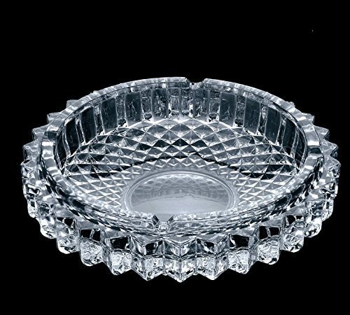 jenifer2015 Crystal Cut Glass Round Ashtray Ash Tray7.67" / Large Ashtray Smoke Collectible Tribal Decoration - Image 2