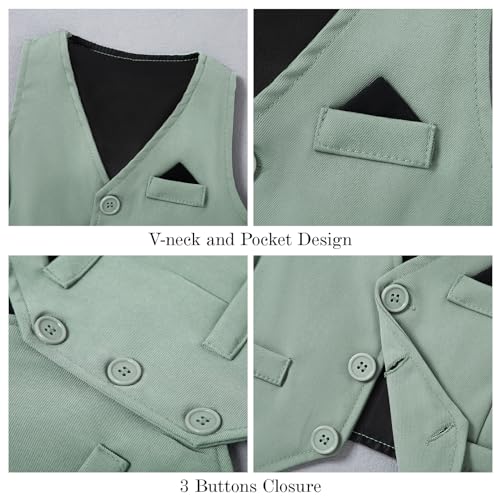 Image of DISAUR Baby Boy Clothes Toddler Boy Outfits 4PCS Gentleman Dress Romper /Vest /Pants /Bow Tie Cotton Suit Sets