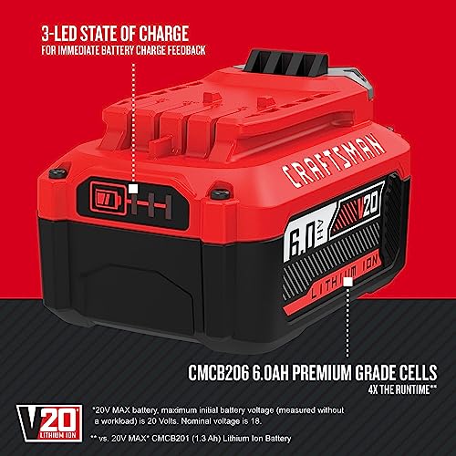 Image of CRAFTSMAN V20 6Ah Lithium Ion Power Tool Battery (CMCB206)