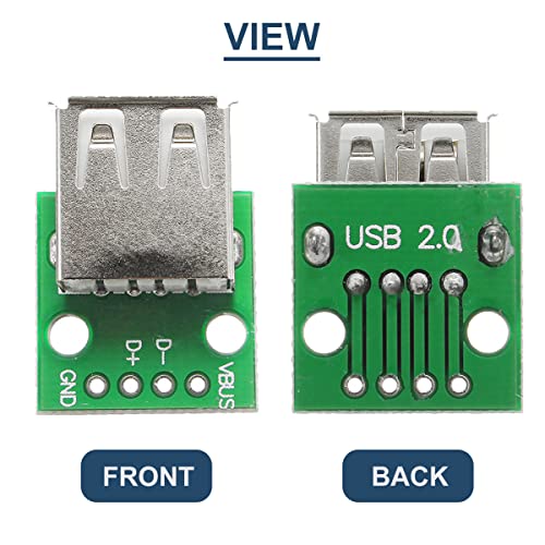 DAOKAI 10 Stück USB Typ A Buchse auf DIP Adapter 2,54 mm 4 Pin USB 2.0 Typ A Buchse auf DIP Konverter Breakout Board für DIY Netzteil mit 40 Pin Header