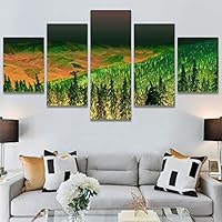 SIGNWIN 5 Panel Canvas Wall Art Modern Art Expressive Landscape Modern Mountain Top Multicolor Photography for Home Decorations Ready to Hang - 60