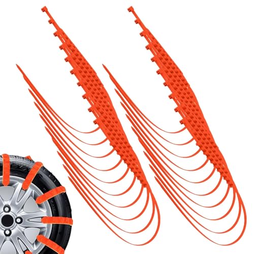 20 Pcs Snow Chains for Cars,Snow Tyre Grips with No Slip Cable Tie for Vans,Universal Adjustable Tire Strip Anti-Skid Winter Safety Suitable for SUV Pickup Trucks - Emergency