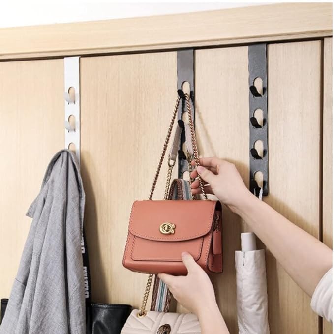 HOME CUBE 2Pc Metal Hook Over The Door 4 Hooks Hanging Clothes Hanger