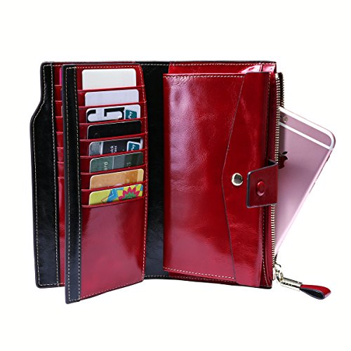 image for Itslife Women's RFID Blocking Large Capacity Luxury Wax Genuine Leathe