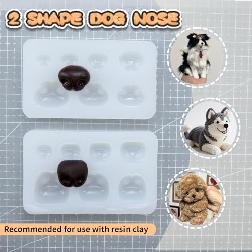 Image of Nuvretk 7 Cute Silicone Molds for Needle Felting - Dog Nose Shapes for Stuffed Animals, DIY Crafts, and Accessories (Triangle)