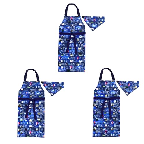 COLORFUL CANDY STYLE 子どもエプロン (130〜160cm) 撥水ノーアイロン 電車の顔コレクション ※JR東日本商品化許諾済 3枚セット 男の子 かっこいい 子供用 子供 こども エプロン 三角巾 セット ゴム キッズエプロン 幼児