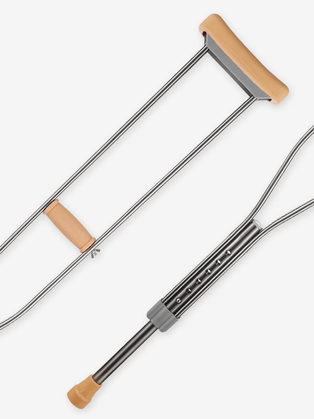 Pair of Crutches for Walking (Size, M), Push-Button Adjustable Height Underarm Crutches, Aluminum, Lightweight, Adult or Youth Size (158 To178cm)
