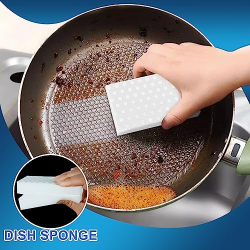 Image of Magic Eraser Cleaning Sponge | Pack of 4 | Multi-Purpose, Chemical-Free Stain Remover for Kitchen, Bathroom, Walls, Shoes & More | Tough on Dirt, Gentle on Surfaces