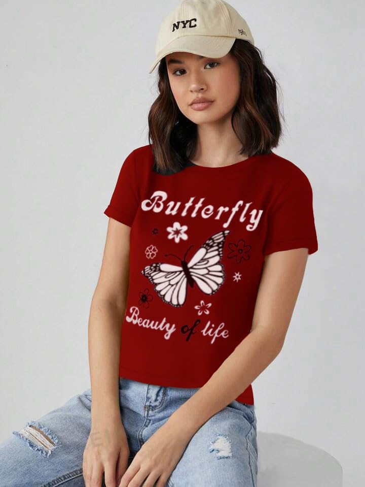 Image of THE DRY STATE Women Cotton Half Sleeve Round Neck Tshirt