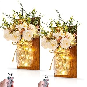 Rustic Mason Jar Sconces Lights 2PCS, Ch...