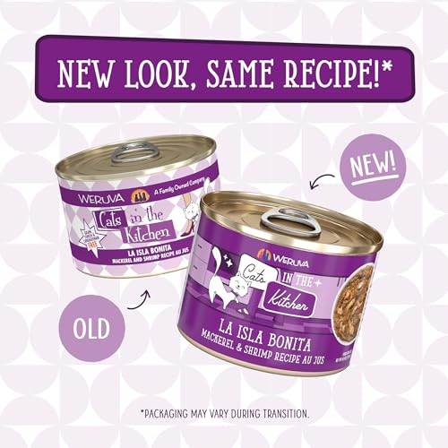 Image of Weruva Cats in The Kitchen, La Isla Bonita with Mackerel & Shrimp Au Jus Cat Food, 6oz Can (Pack of 24)