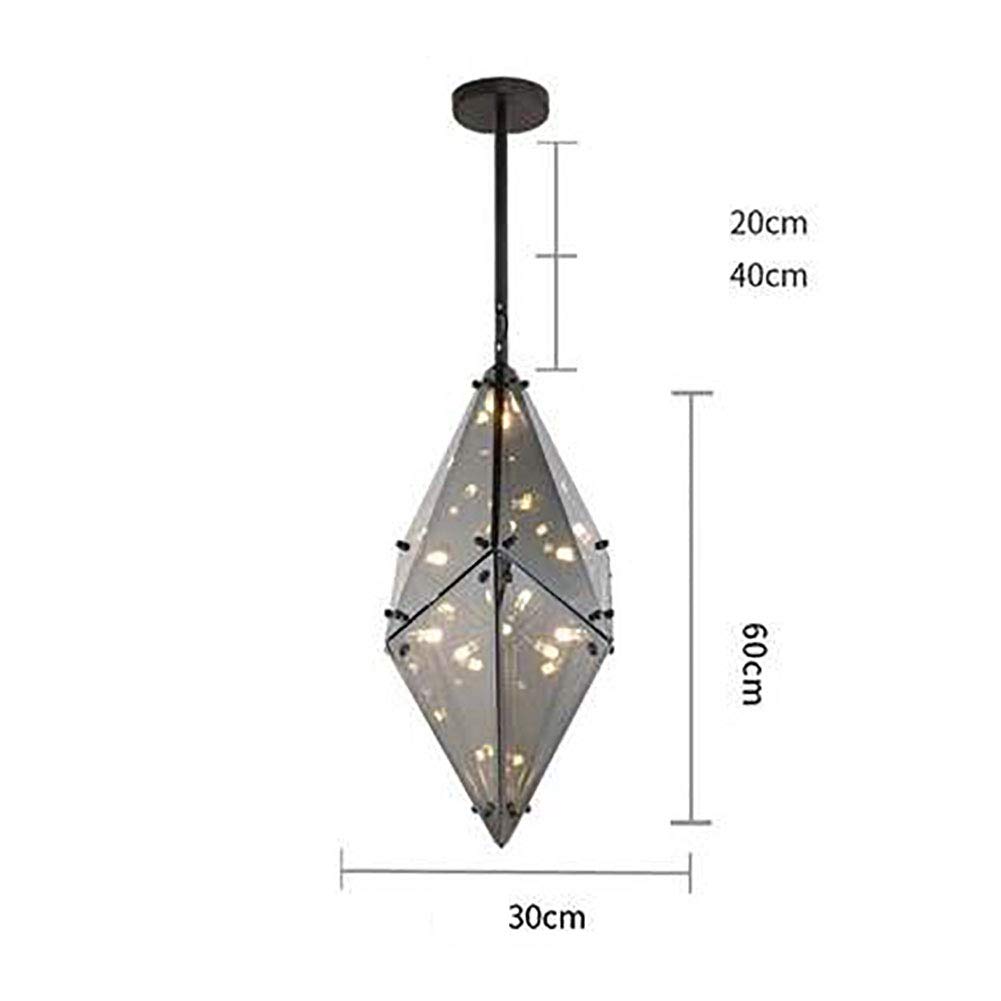 Creativo Diamante Diamante Vetro Lampadario,G4 Stile Nordico Ristorante Lampadario,Utilizzato Per Bar Per Il Tempo Libero Bar Decorazione Scala-Vetro oro e fuliggine 60 * 30cm
