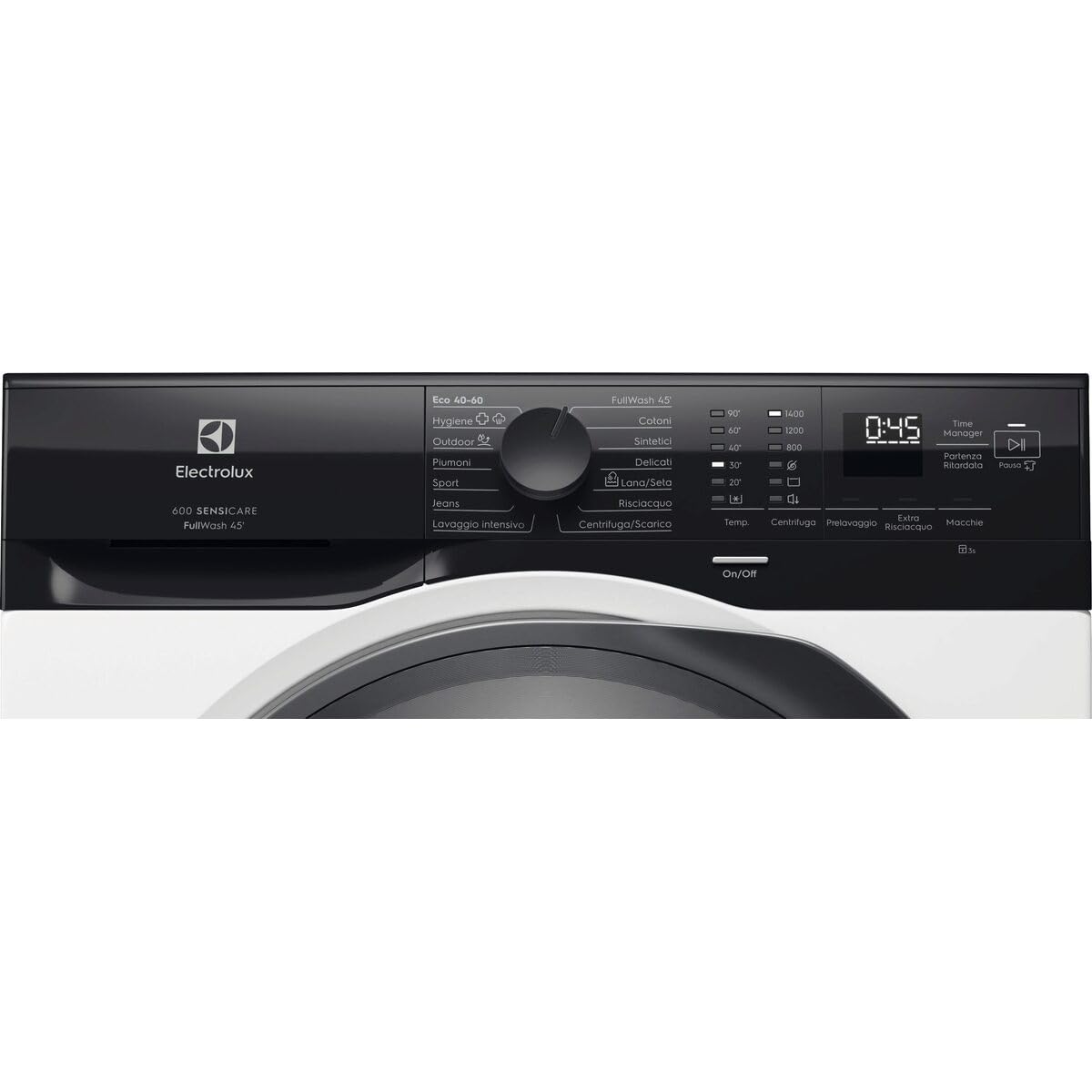 Electrolux EW6FZ215 Lavatrice SensiCare 600, 9 kg, Classe A, Tecnologia SensiCare, Programma Vapore, Motore Inverter, Eco 40–60, Display LED, Bianco