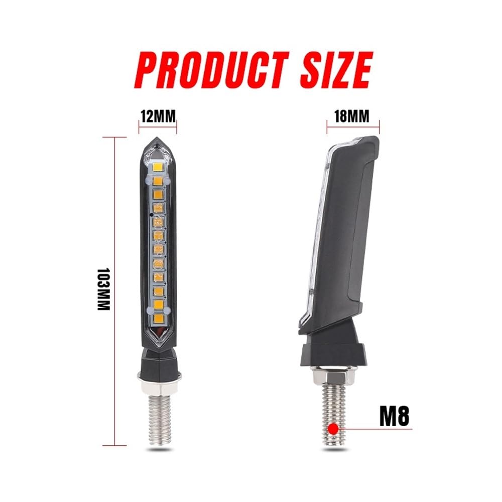 Luce Di Direzione A LED Per Moto Da 8 Mm, Universale 12 V, Segnalazione Lampada Posteriore Accessorio Stop Luci Freno(4PCS)