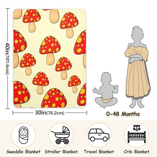 Burbuja Cartoon Red Mushrooms Baby Blanket for Boys Girls, Nursery Soft Warm Swaddling Receiving Baby Blankets, 30x40 in Toddler Blanket3