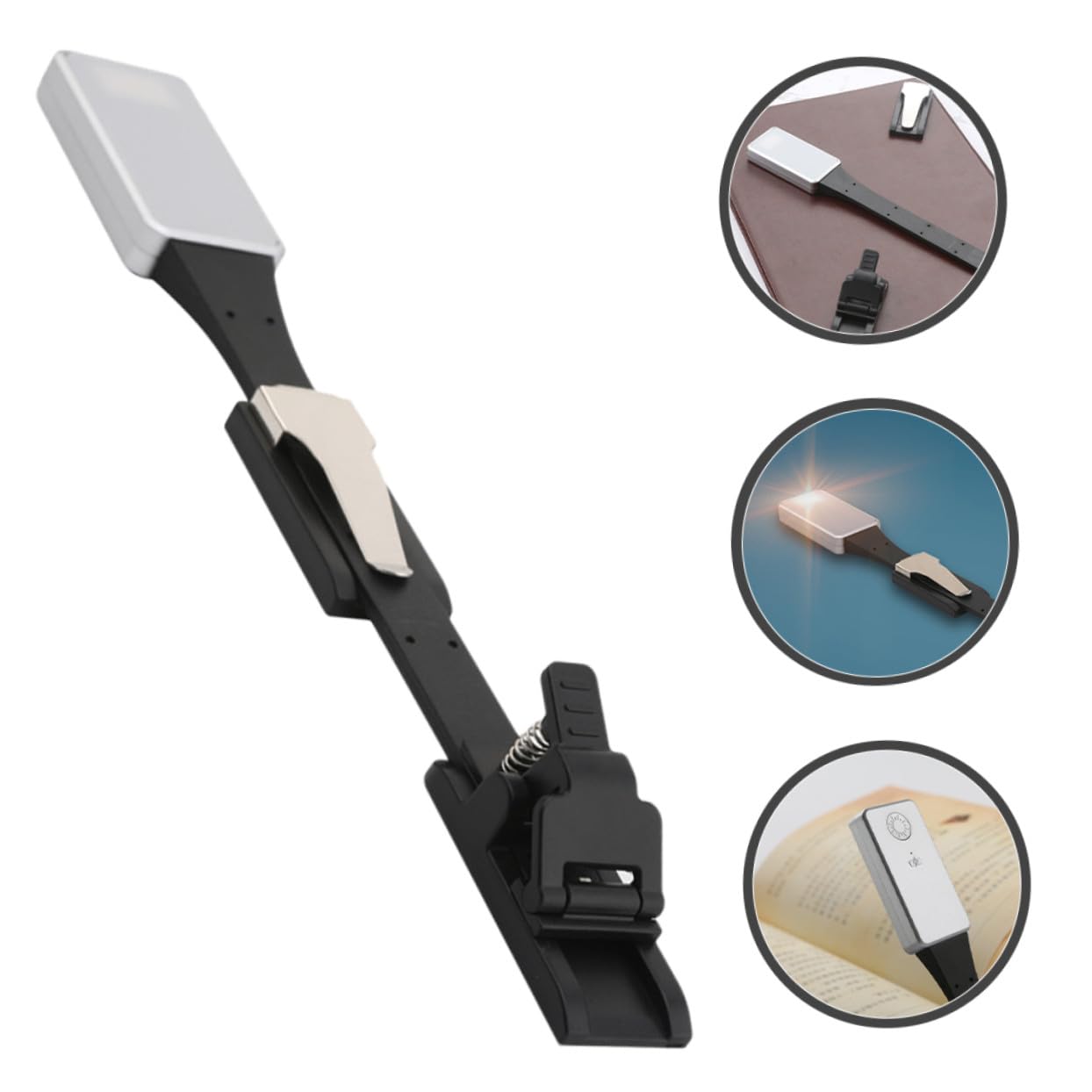 Anneome Lampada da Lettura LED a Clip Mini Regolabile Doppio Morsetto | Acrilico, USB Ricaricabile, 250mah, Struttura Leggera, Luce per Leggere Libri