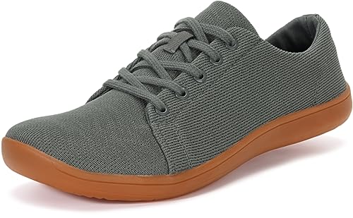 WHITIN Men's Fashion Barefoot Knit Minimalist Sneakers Zero Drop Sole Minimus Casual Size 8 Shoes Outdoor Walking Flat Comfortable Grey Gum 41