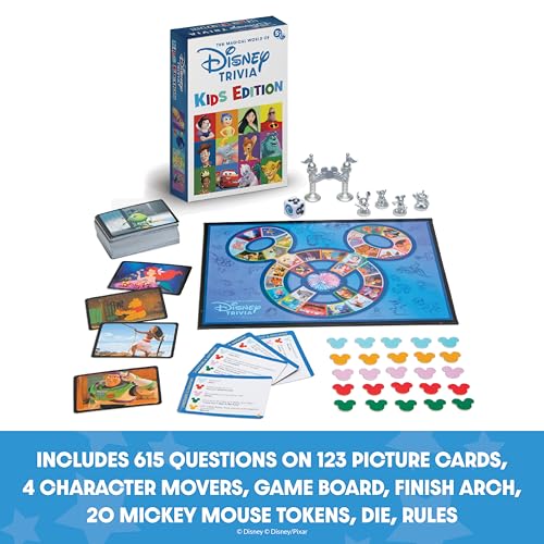 Image of Disney Trivia Board Games for Family Night, Travel Games, Strategy Game, 5+
