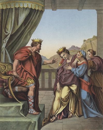 XcBAIHOUD Pinturas Famosas Figura Pintura Famosos Cuadros Il re Assuero promette a Ester che concederà qualsiasi cosa lei chieda di Domenichino para Regalo 60x90cm